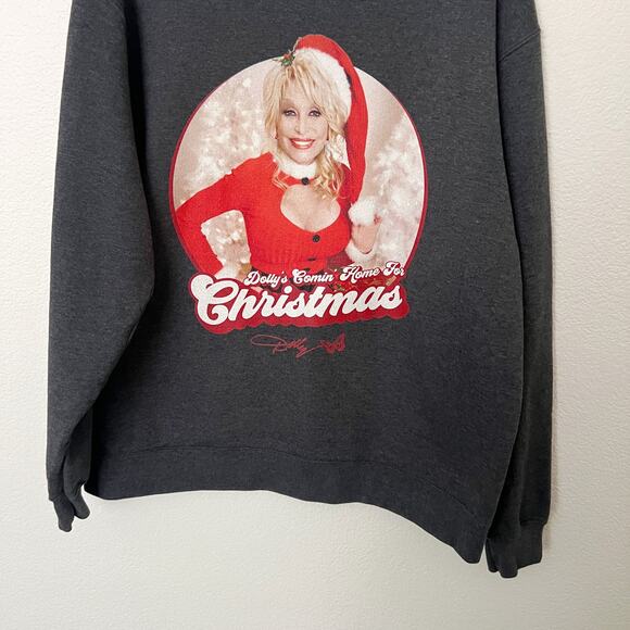 [Dolly Parton] Gray Comin' Home for Christmas Crew Neck Sweatshirt Size Large L - Picture 6 of 10